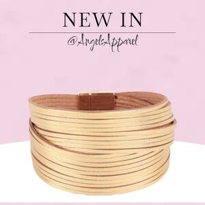 Vegan Multi-Strand Cuff Bracelet, Gold